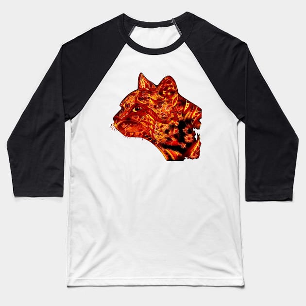 Cool Fire Cats Flowers Gift T-Shirt Kitten Baseball T-Shirt by gdimido